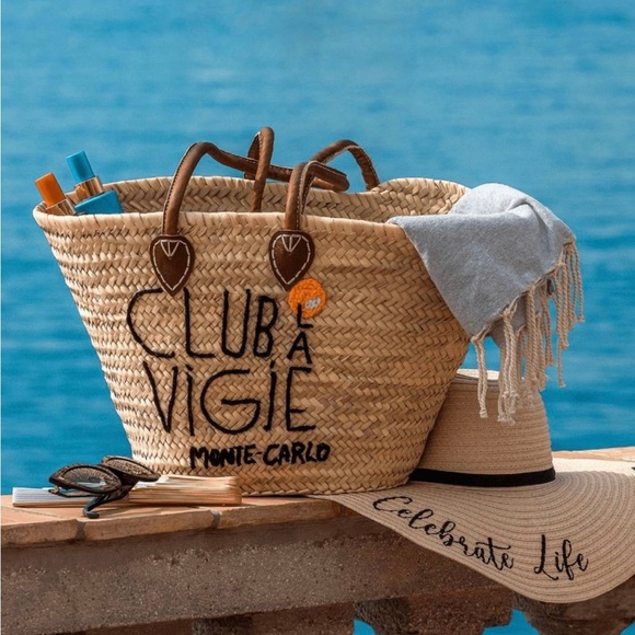 Handbags - Monaco Club Vigie Straw Tote Bag - Leather Handles